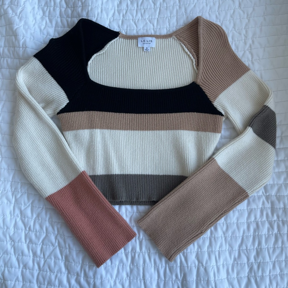 Cropped Color Block Sweater
